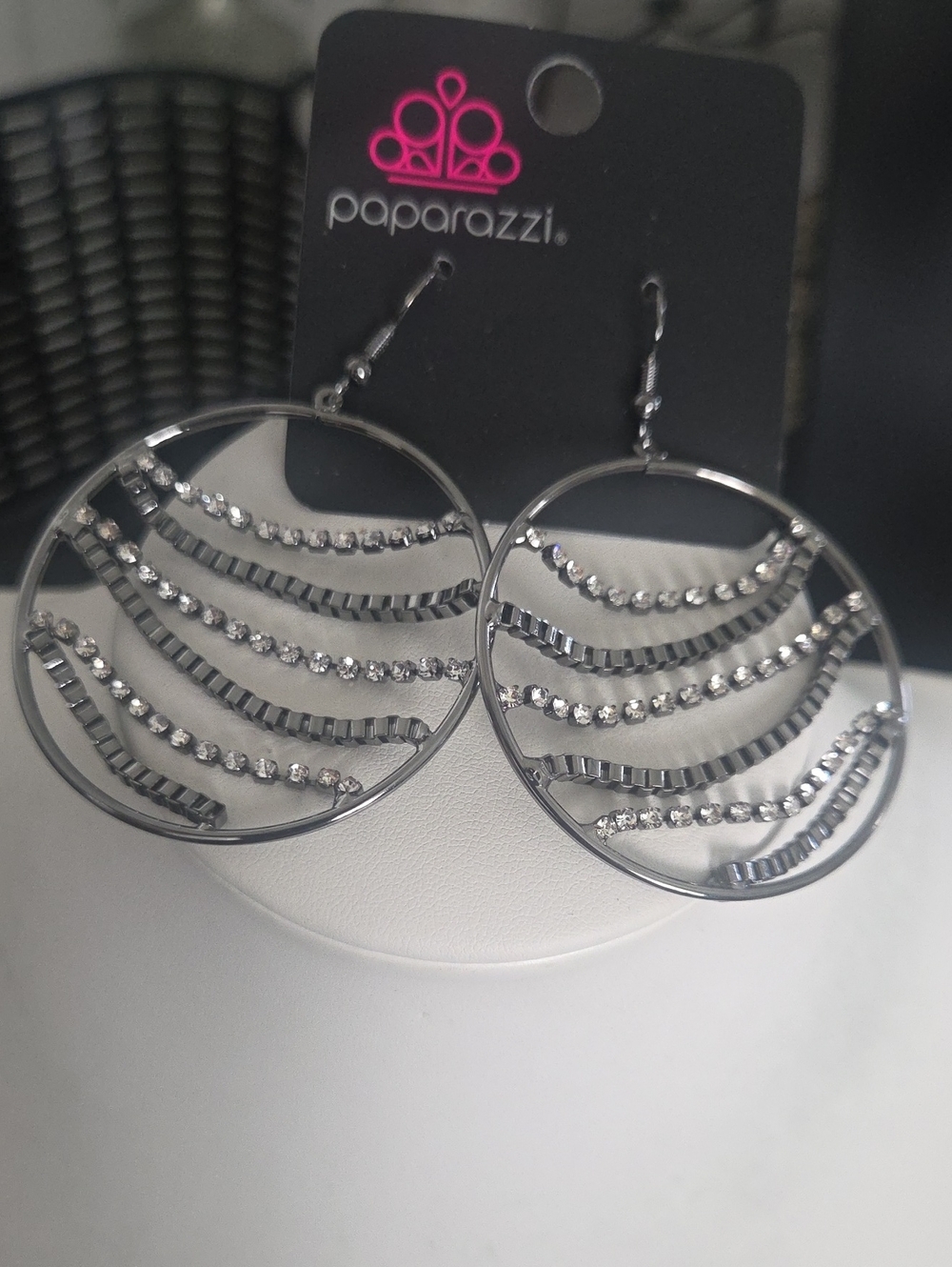 Paparazzi Fighting Fortune Black Earrings NWT
